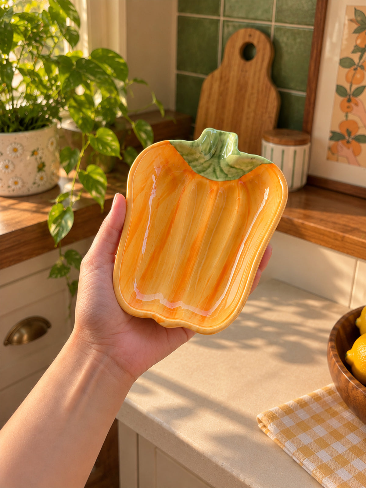 Mittiraa Home Yellow Capsicum Ceramic Plate