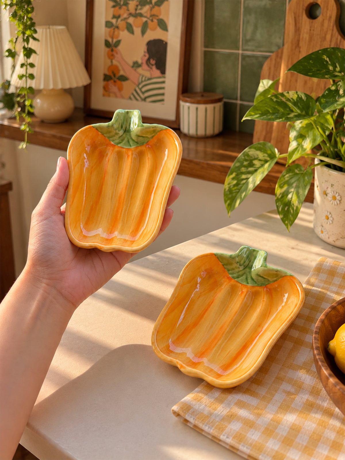 Mittiraa Home Yellow Capsicum Ceramic Plate