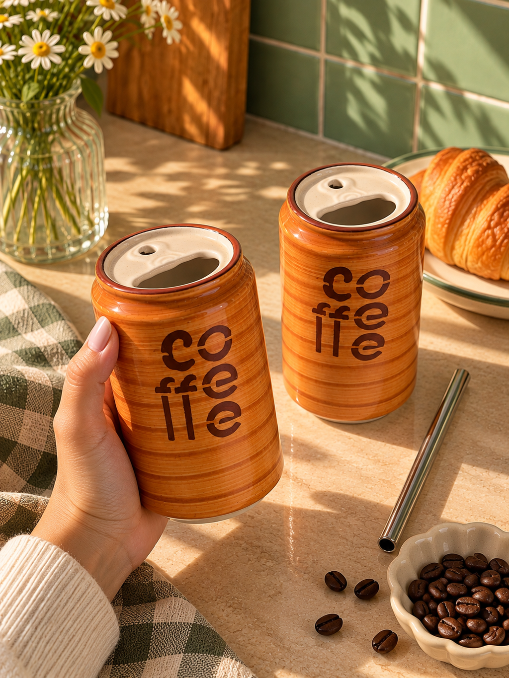 Mittiraa Home Coffee Can Brown Ceramic Tumbler ☕🤎