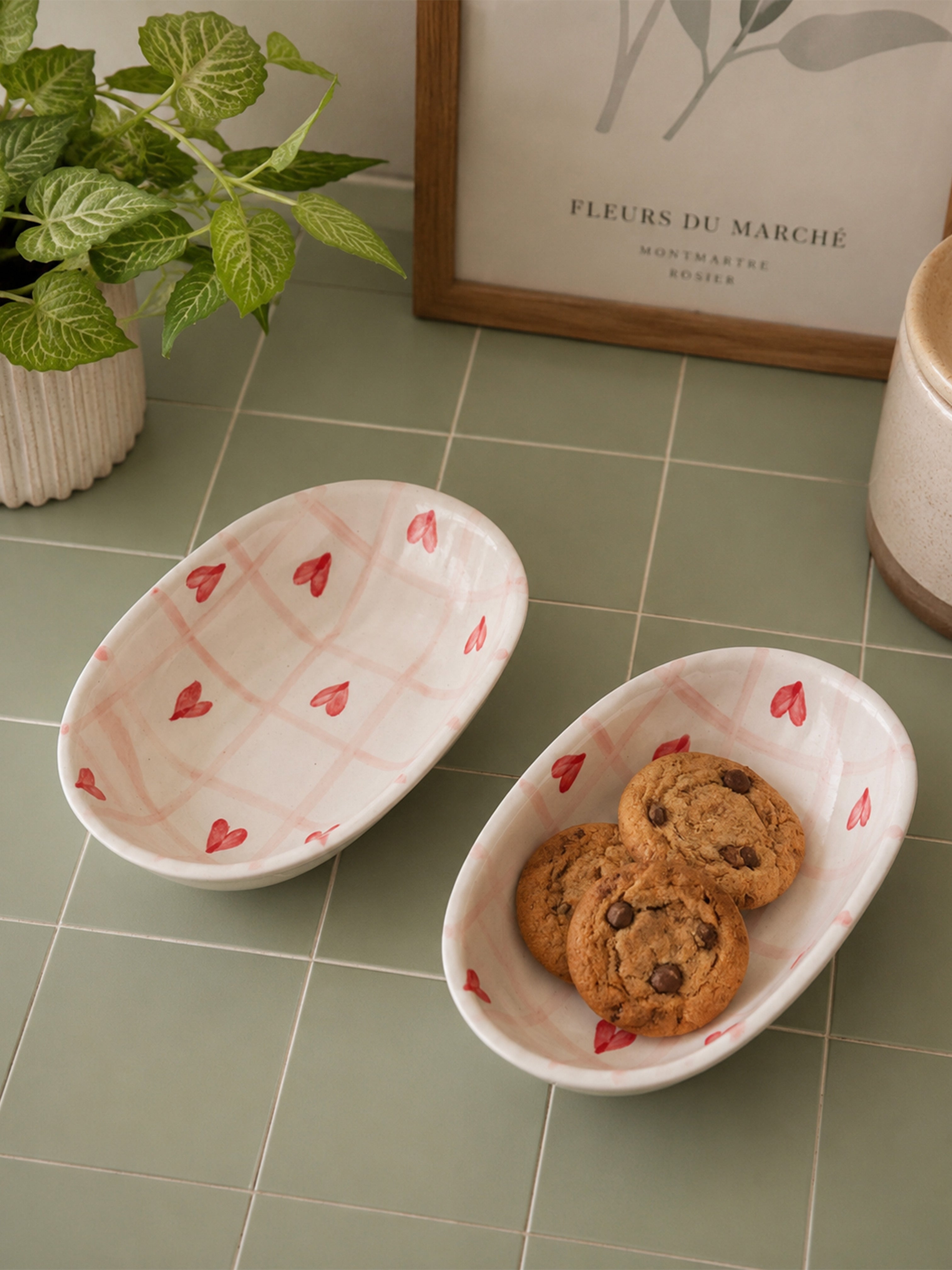 Checks Hearts Oval Bowl (Set of 2 Bowls)❤️