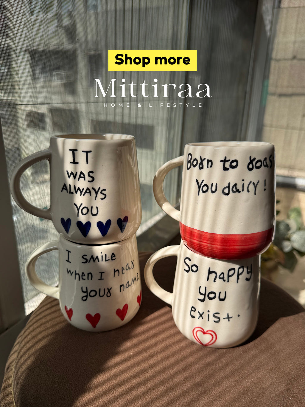 Love Quotes Ceramic Mugs (Set of 4)