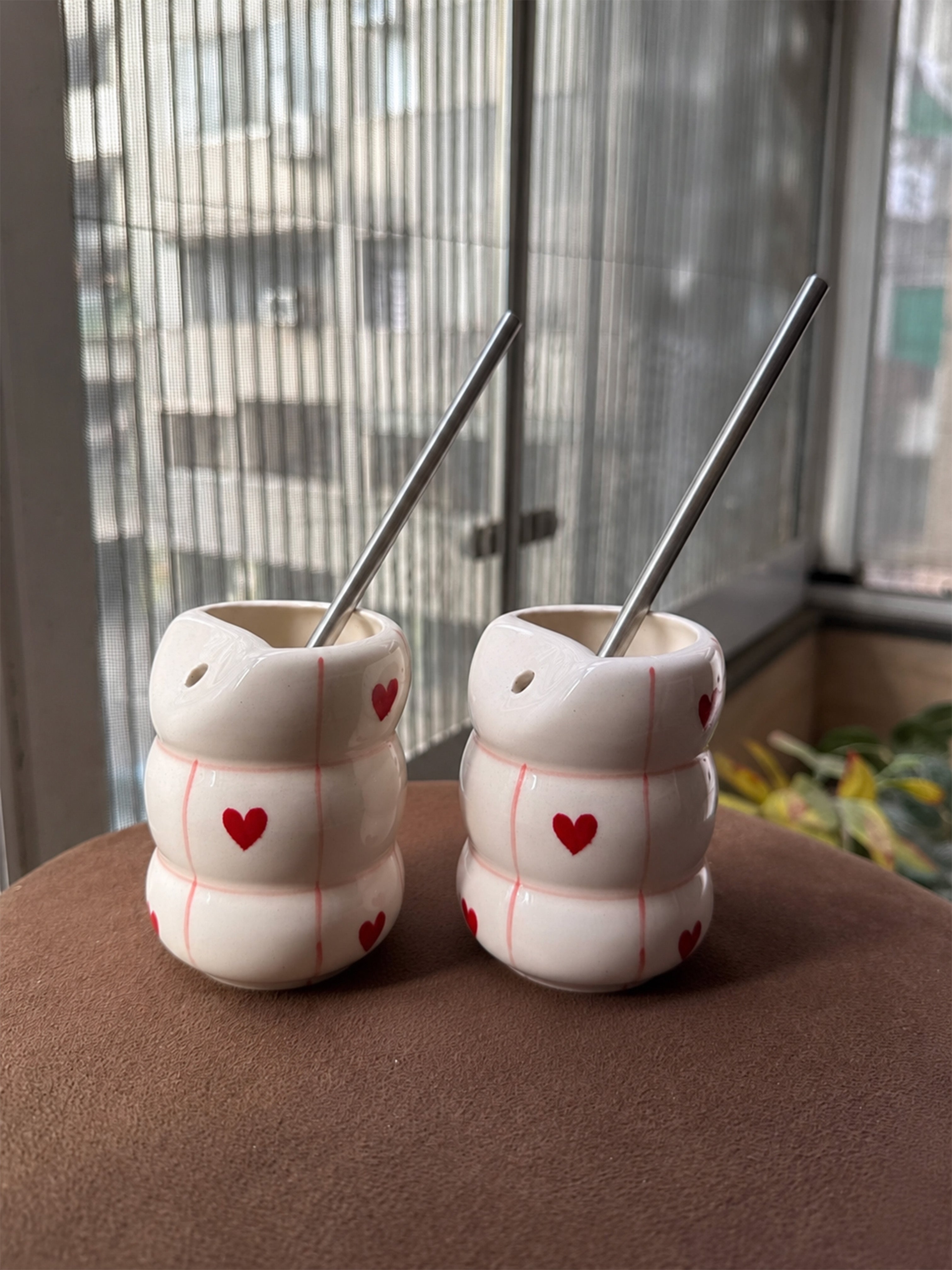 Sweetheart Sipper ❤️ With Steel Straw (Set of 2)