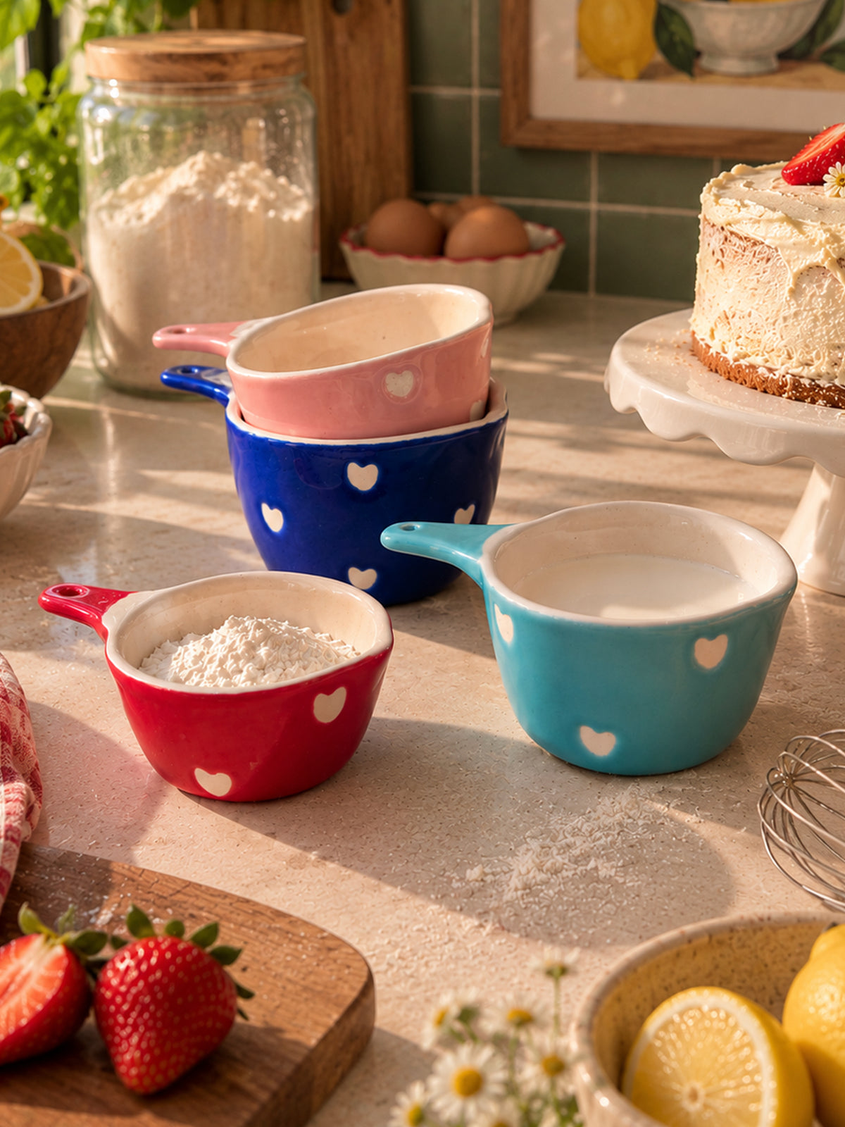 Mittiraa Home Ceramic Measuring Cups Set | Set of 4