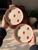 Strawberry Plate | Beautiful Handpainted Strawberries | 8-inch Ceramic Plate