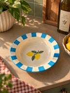 Mittiraa Home Lemon Pasta Plate with Blue Rim🍋💙 | 18 cm