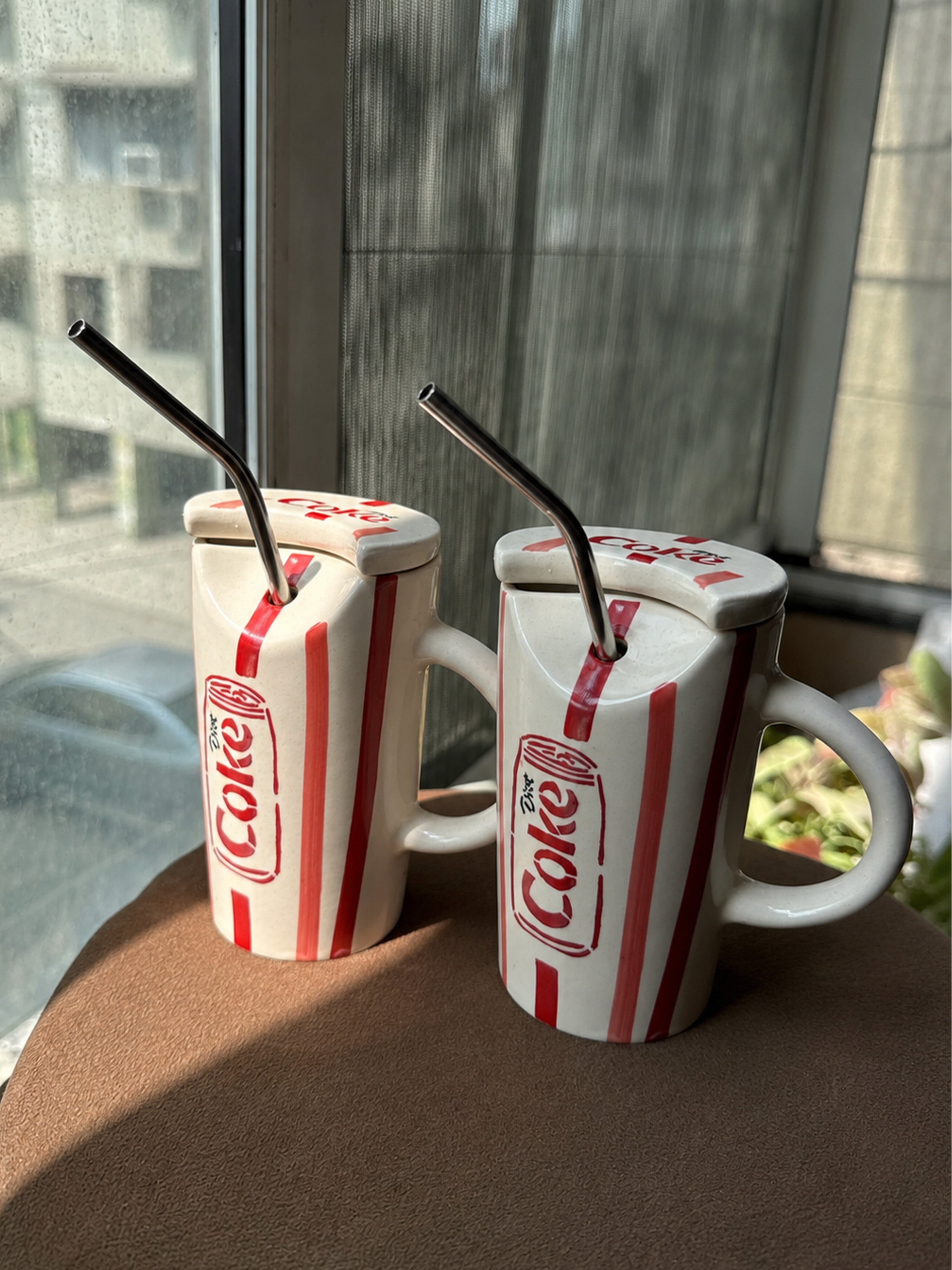 Coke Sipper with Lid & Steel Straw❤️🥤 (Set of 2)