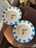 Mittiraa Home Lemon Pasta Plate with Blue Rim🍋💙 | 18 cm