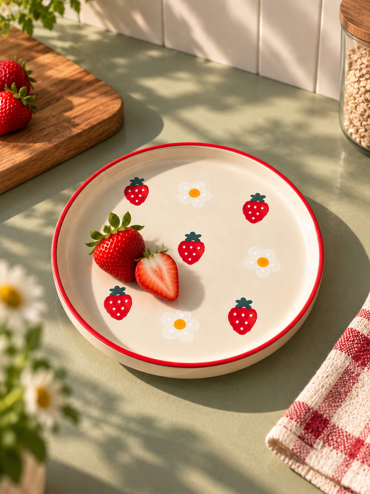Strawberry Plate | Beautiful Handpainted Strawberries | 8-inch Ceramic Plate