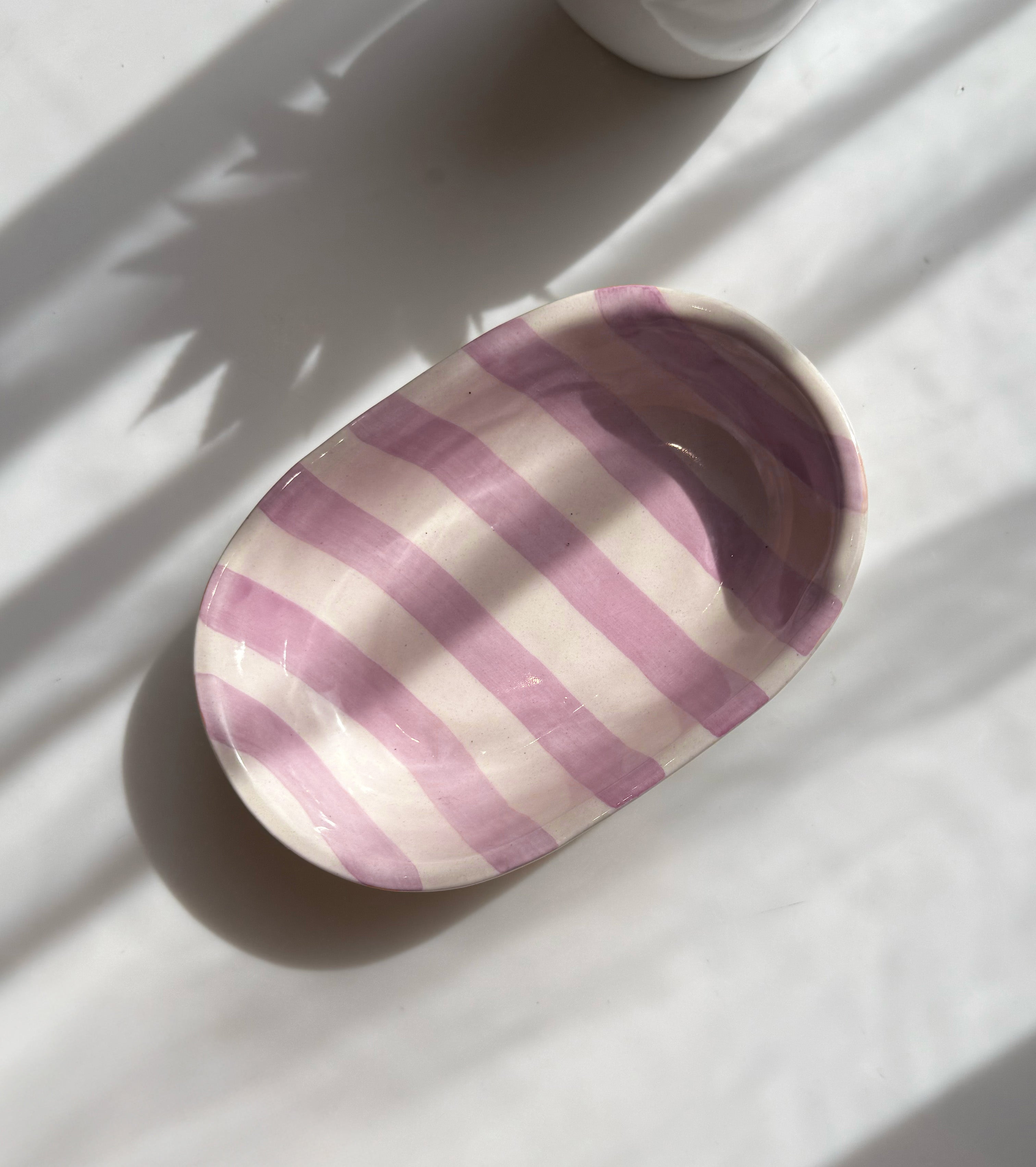 Purple Stripes Oval Bowl