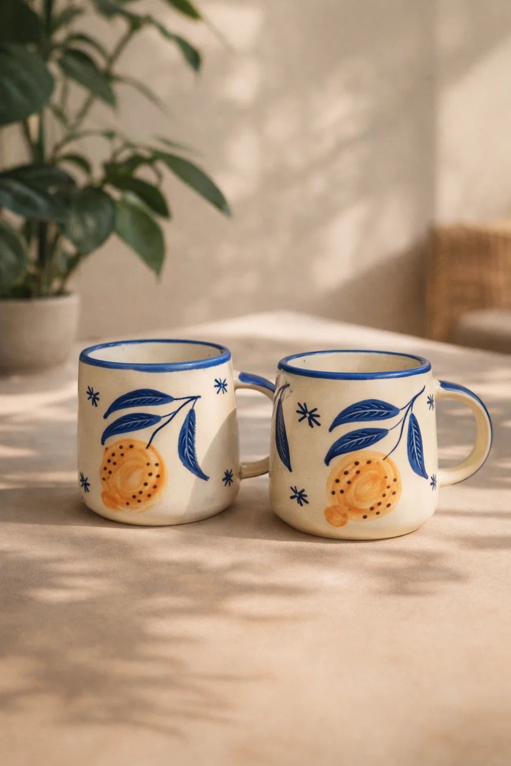 Blue Leaves Lemon Mug