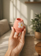 Pink Matcha Bowl with White Flowers with Whisk Holder