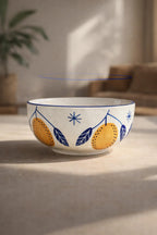 Lemon with Blue Leaves Bowl