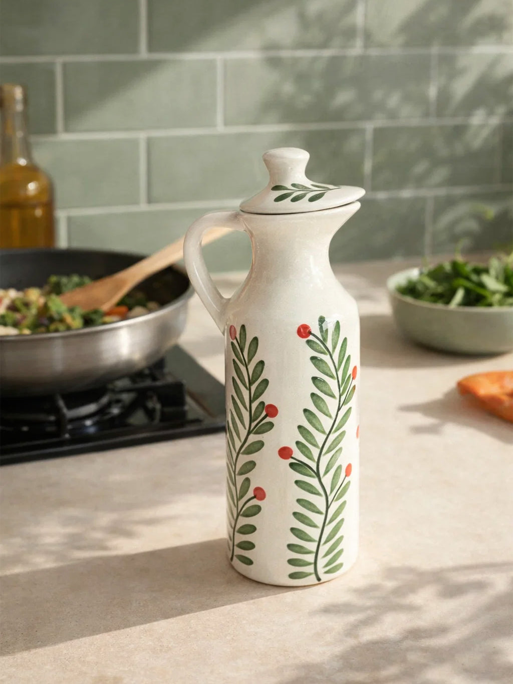 Leaves Oil Dispenser | 300 ml | Beautiful Ceramics Oil Dispenser