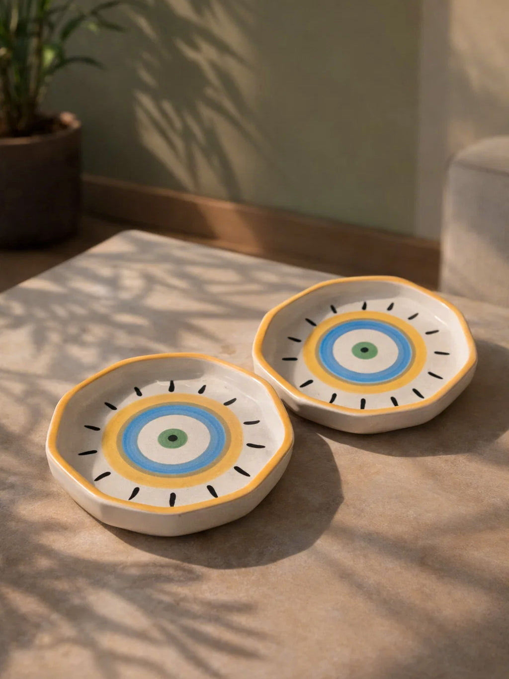 Colourful evil eye plate