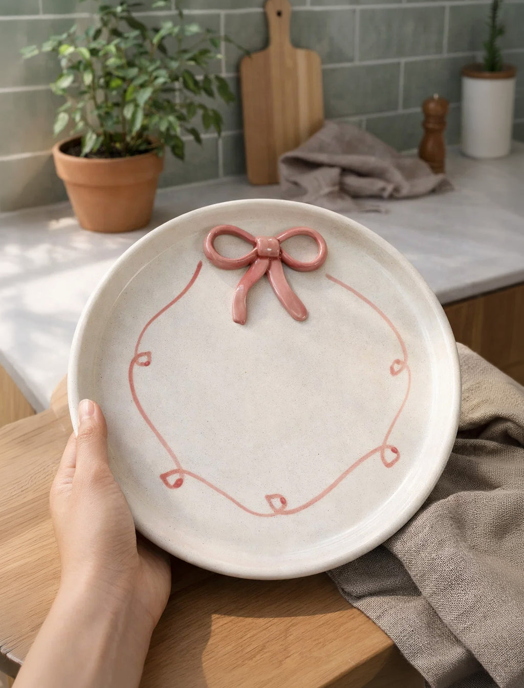 🎀 Bow Ceramic Plate | 8-inch Ceramic Plate