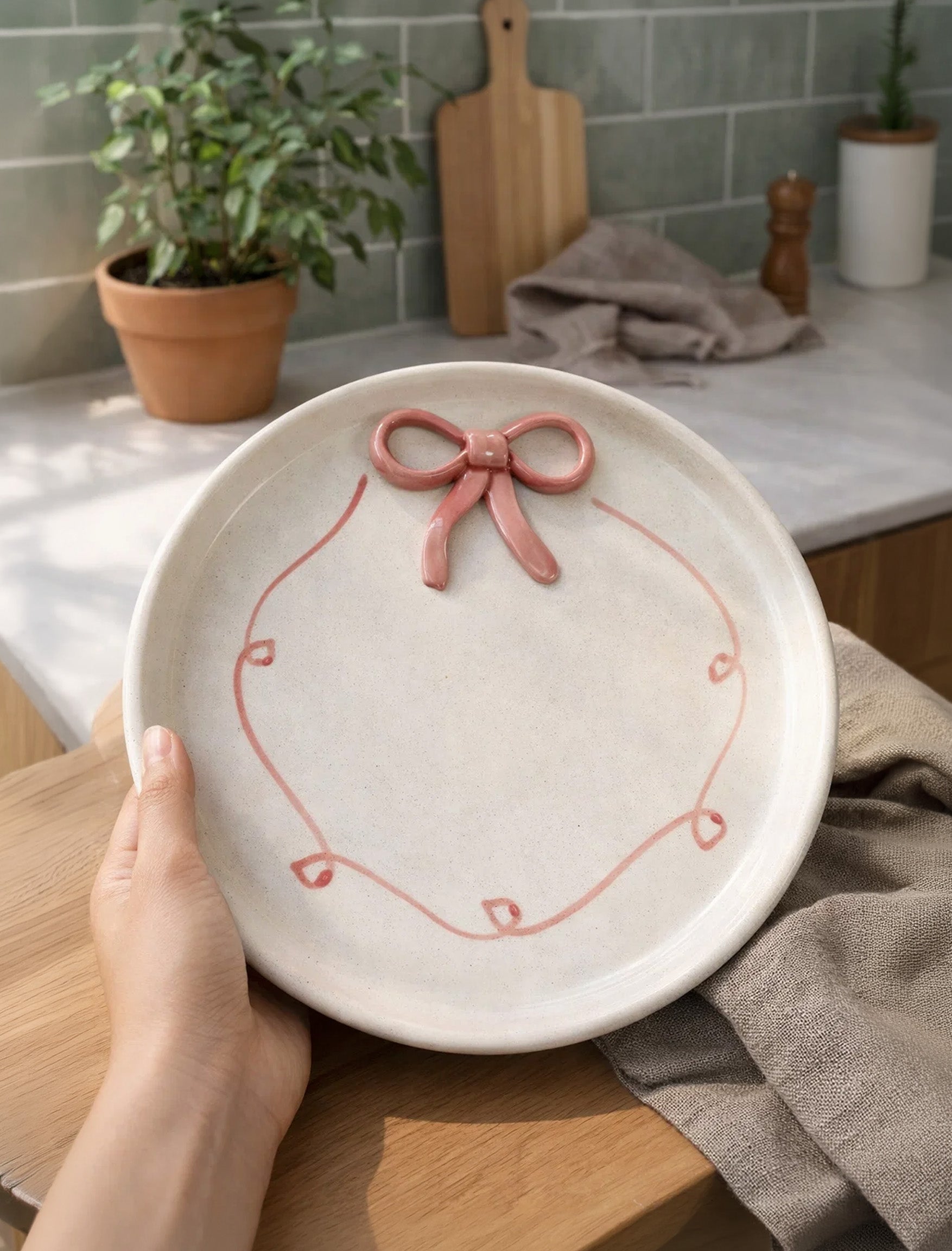 🎀 Bow Ceramic Plate | 8-inch Ceramic Plate