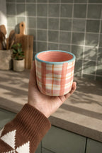 Pink Checks Glass | Beautiful Ceramic Glass