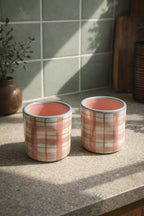 Pink Checks Glass | Beautiful Ceramic Glass