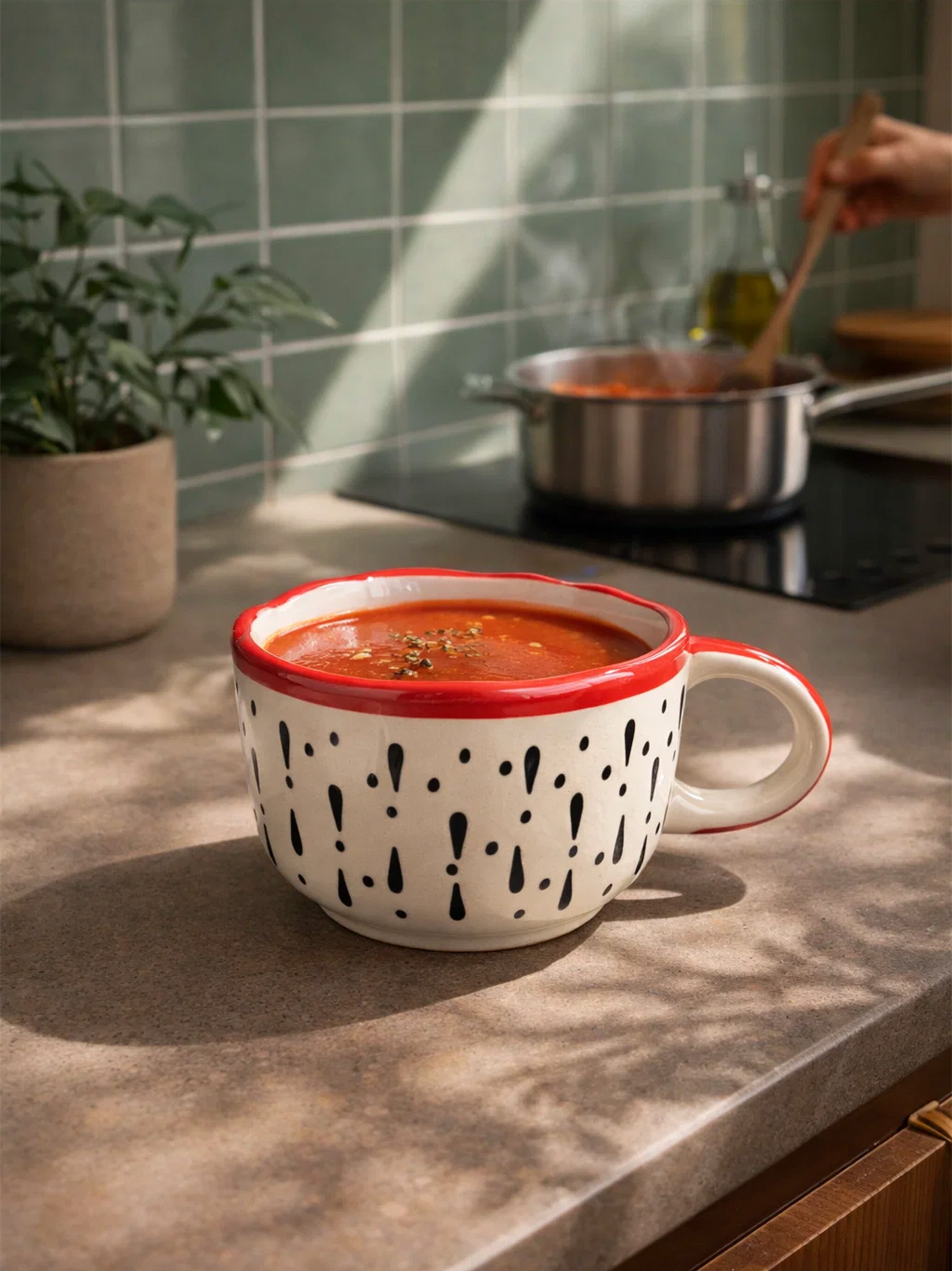 Dragonfruit Handled Soup Bowl