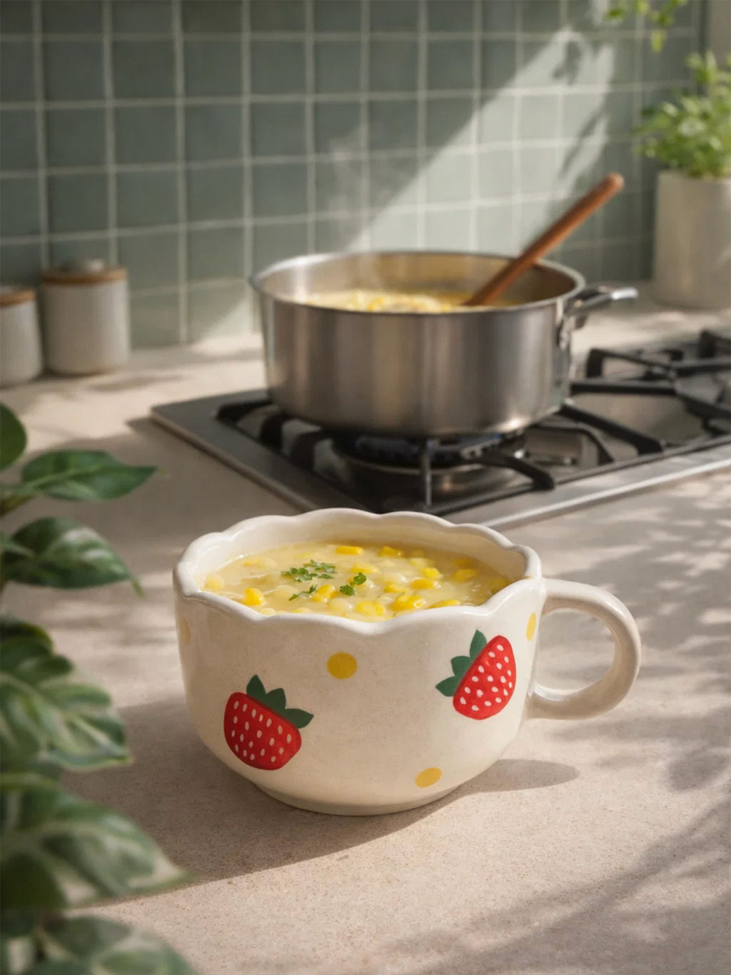 🍓 Strawberry Handled Soup Bowl