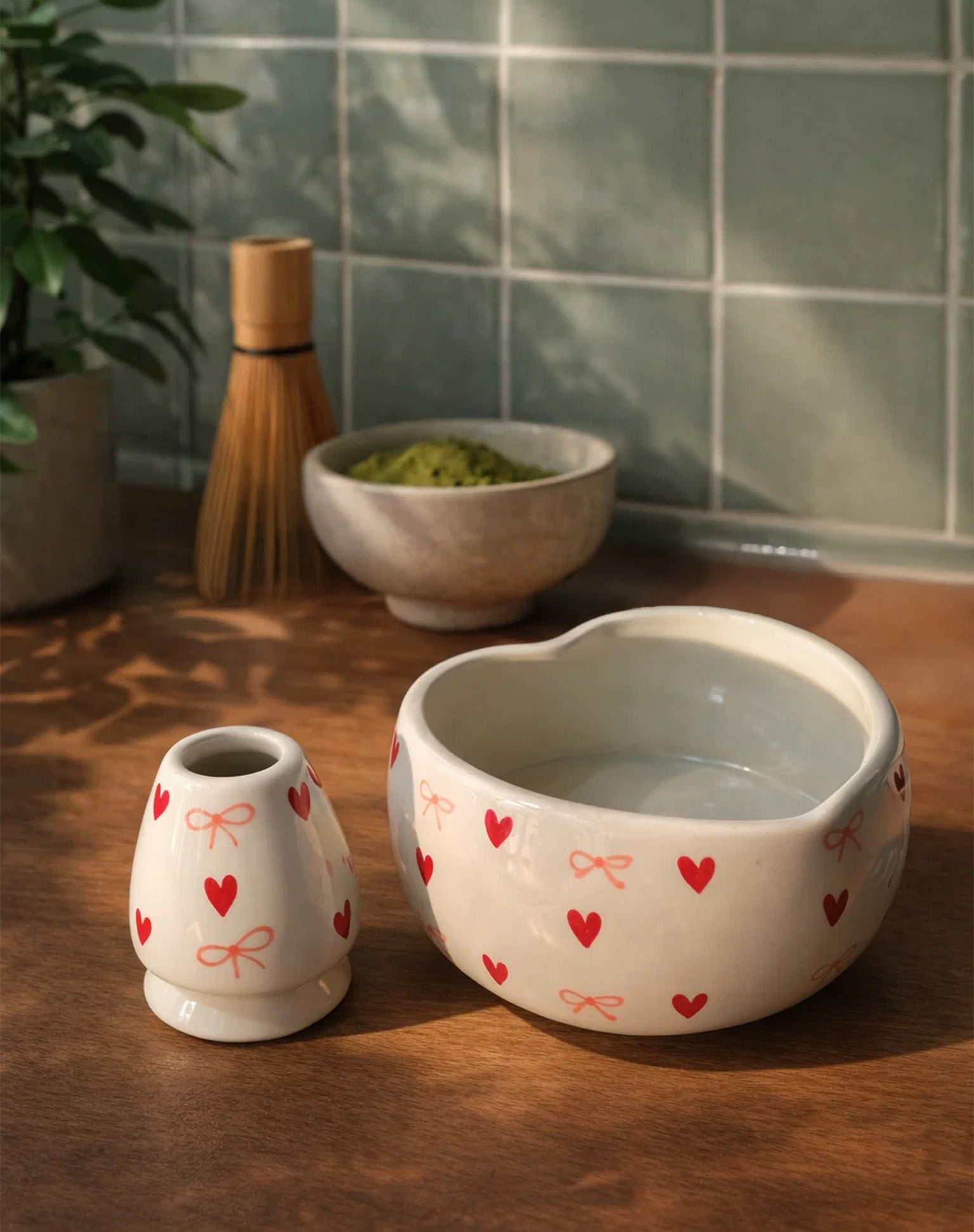 🍵 Matcha Bowl with Whisk Holder | Hearts and Bows