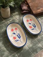 Floral Oval Plate | Beautiful Serving Plate (Pack of 2)