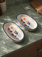 Floral Oval Plate | Beautiful Serving Plate (Pack of 2)