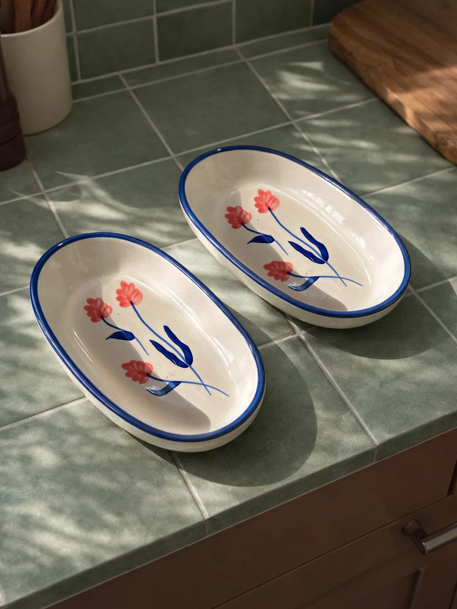 Floral Oval Plate | Beautiful Serving Plate (Pack of 2)