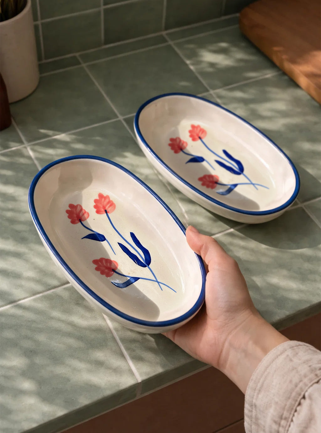 Floral Oval Plate | Beautiful Serving Plate (Pack of 2)