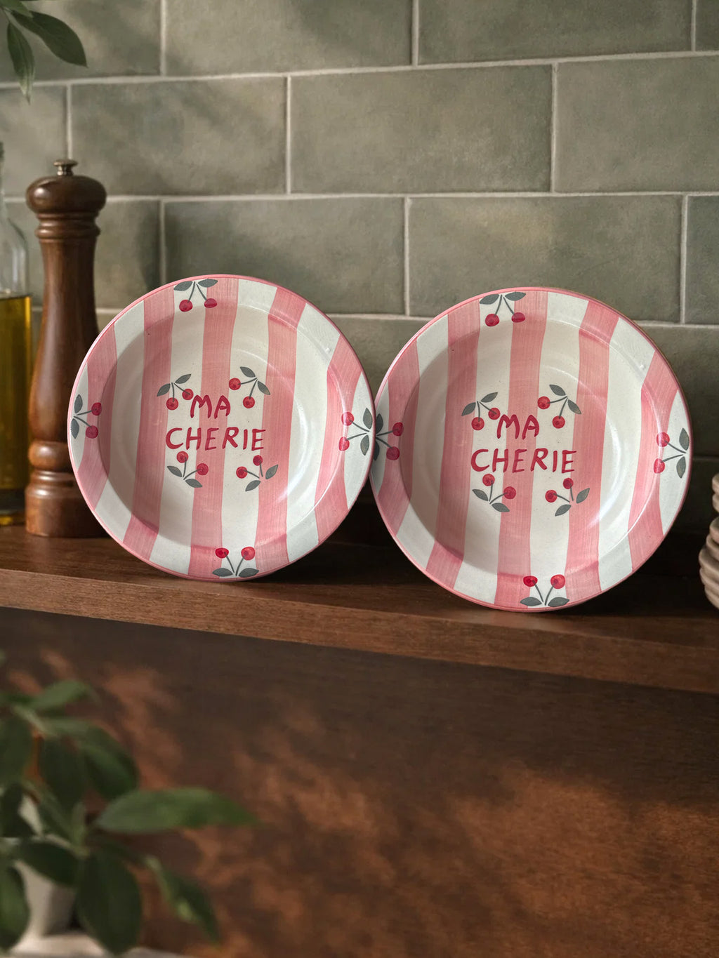 🍒 “Ma Cherie” Pasta Plate (Pack of 2)