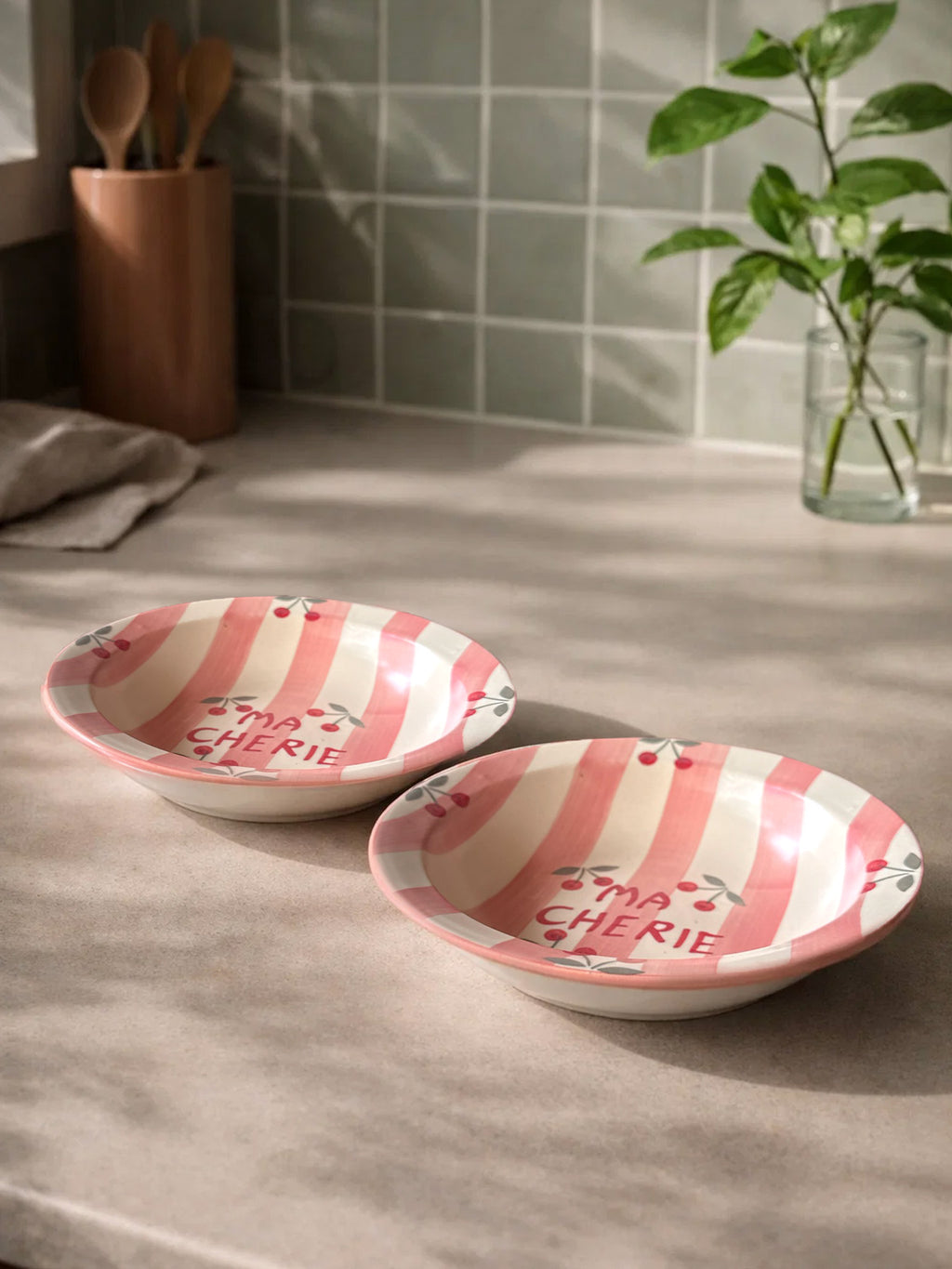 🍒 “Ma Cherie” Pasta Plate (Pack of 2)