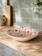 Checks Hearts Pasta Plate