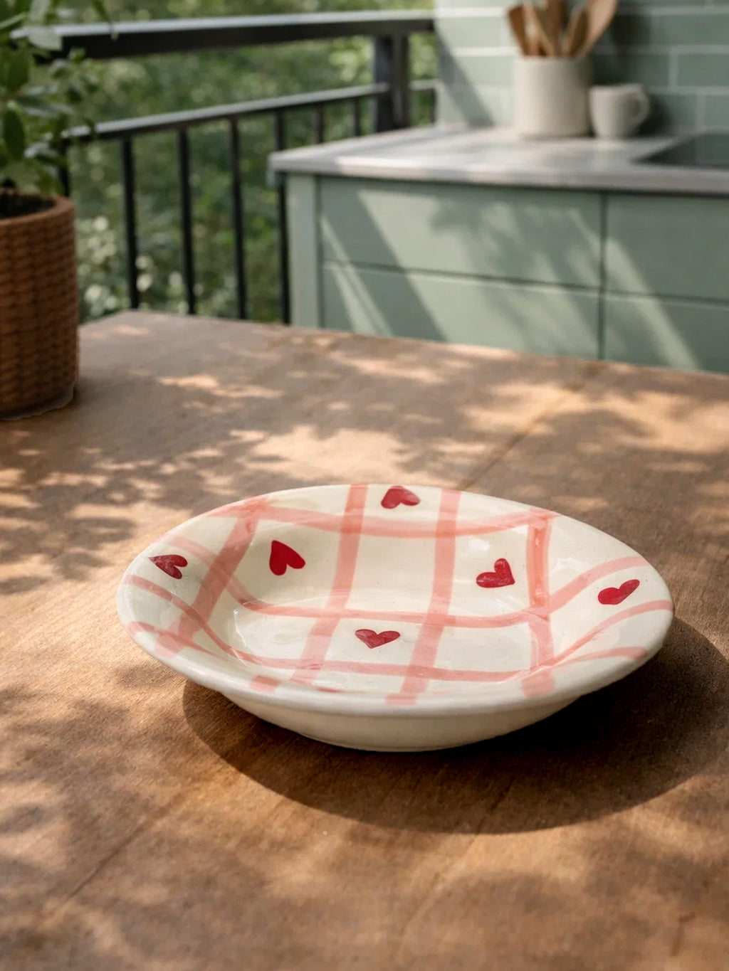 Checks Hearts Pasta Plate