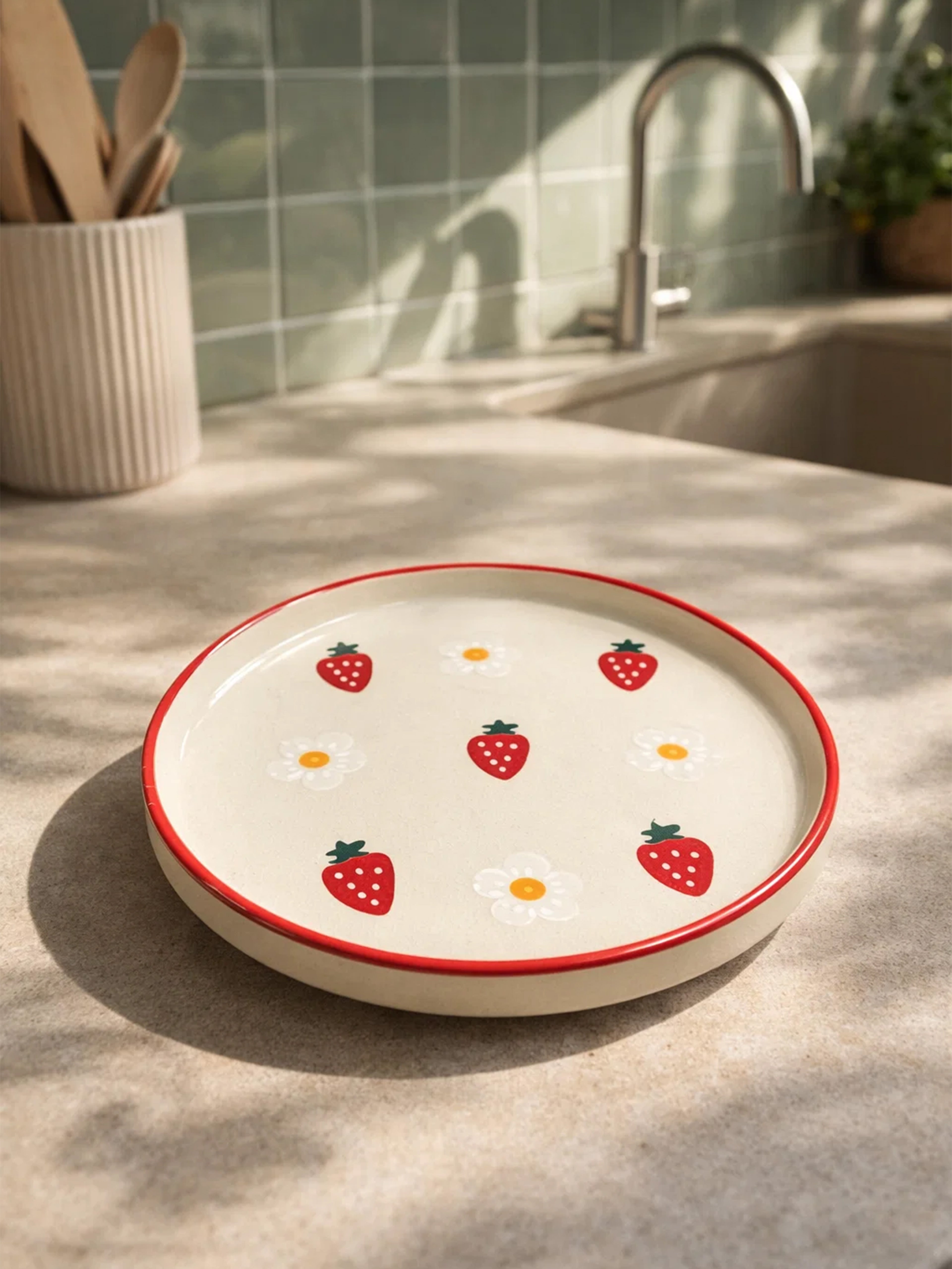 Strawberry Plate | Beautiful Handpainted Strawberries | 8-inch Ceramic Plate