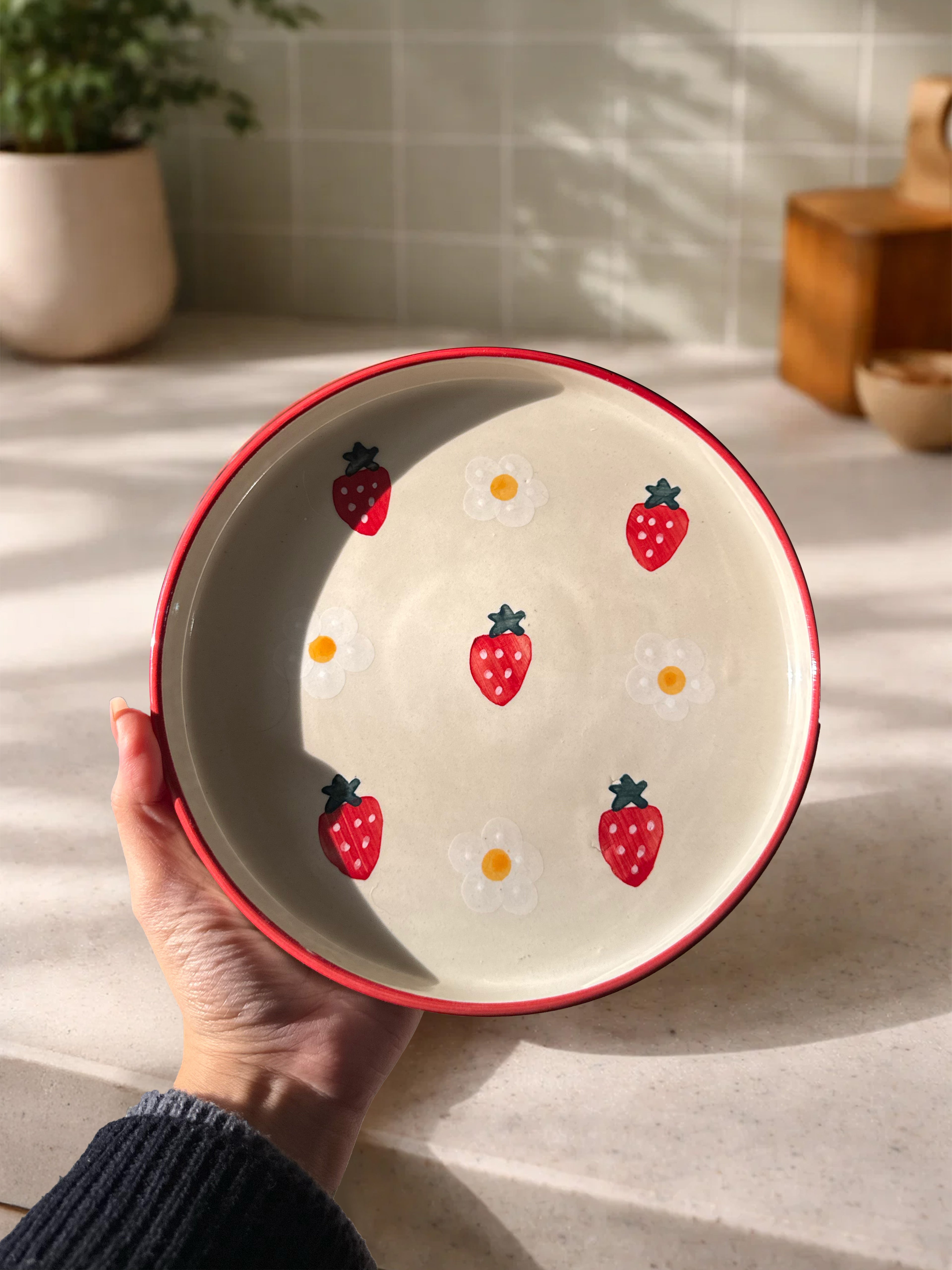 Strawberry Plate | Beautiful Handpainted Strawberries | 8-inch Ceramic Plate