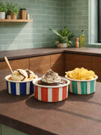 Ceramic Ramekin Bowls – Handpainted Stripe Collection (Set of 3)