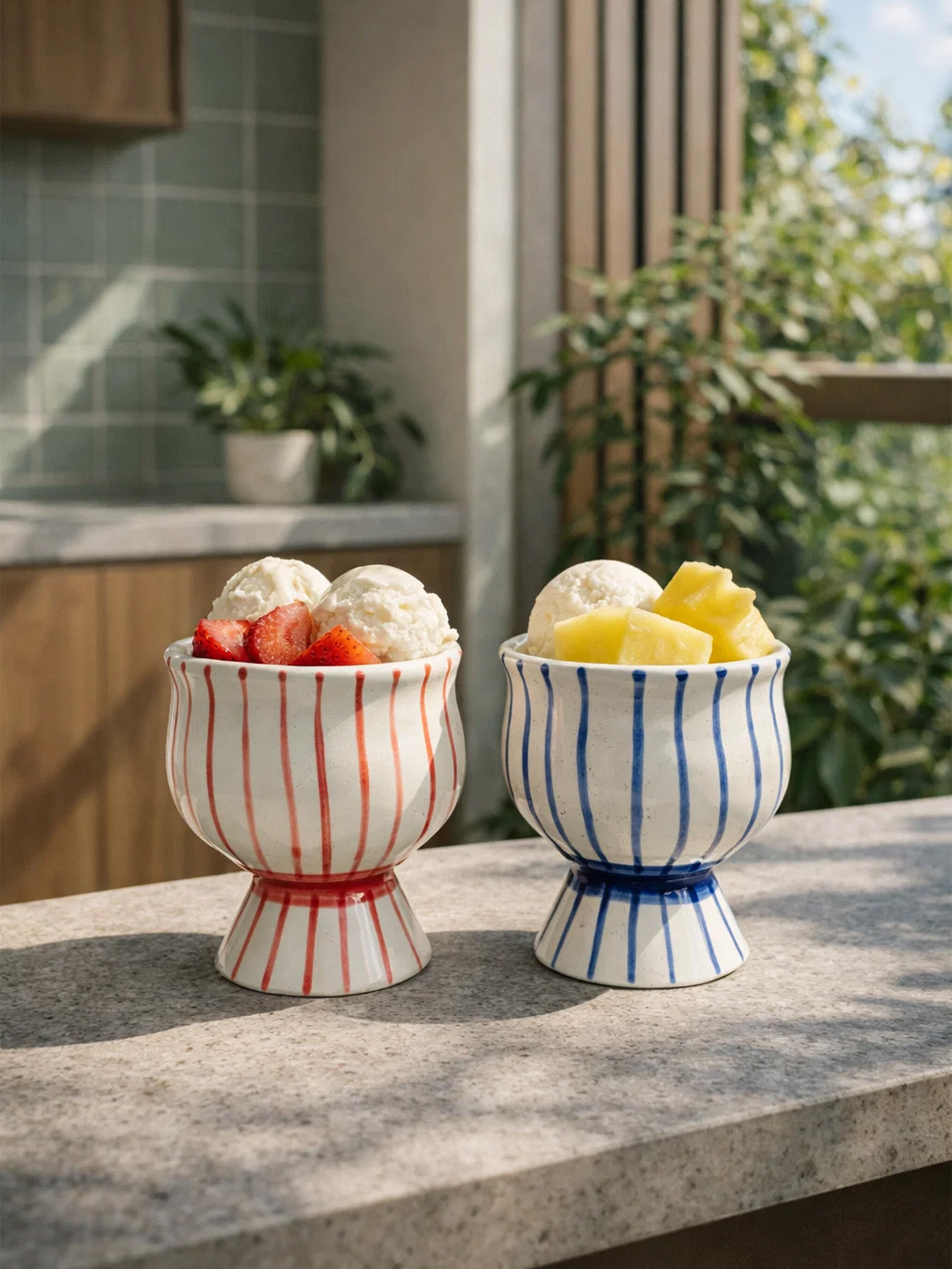 🍨 Striped Dessert Cups (Set of 2)